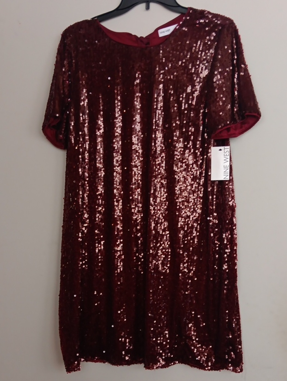 Nine West Burgundy Sequin Mini Dress, NWT